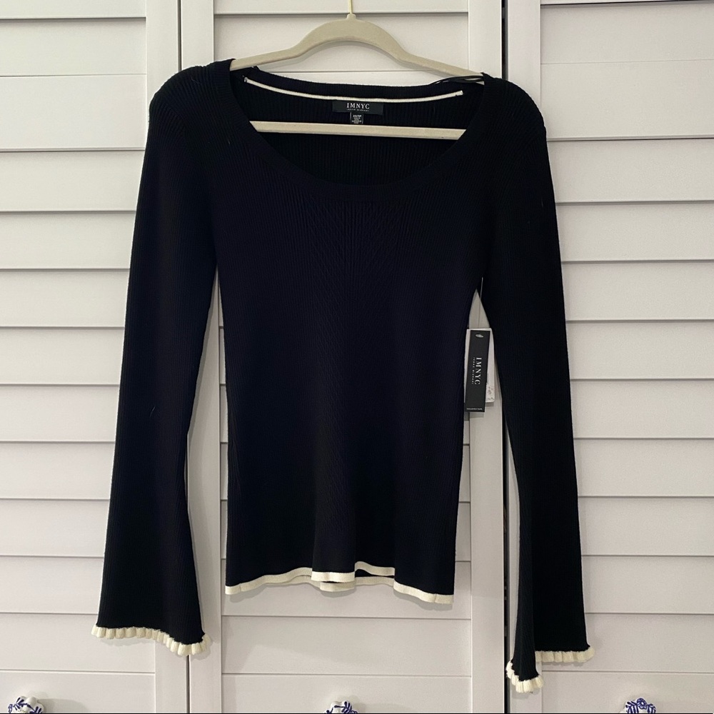 Ruffle Sleeve Knit Sweater Bell Sleeve